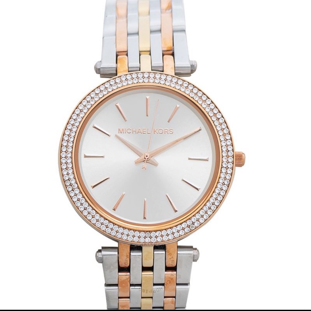 Michael Kors Tri-Tone Watch with glitz accents